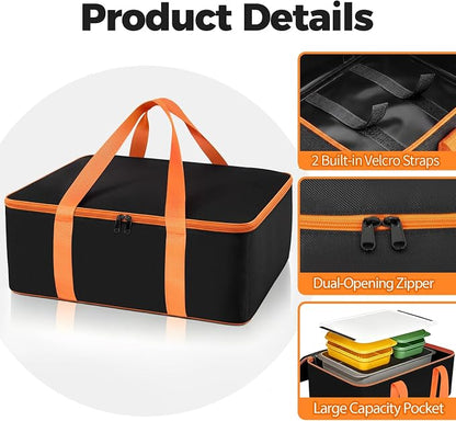 Grill Utensil Storage Bag for Outdoor Grilling, 19 x 13 x 7in, Black | 1680D Oxford fabric, large capacity grill tool storage bag, accessories storage compatible with Blackstone griddle