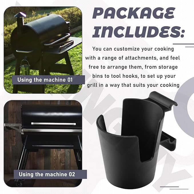 BAC707 Cup Holder Grill Accessory Compatible with Any Tra-Eger P-A L Grill, Fits Standard Plastic Cups and 12oz Cans and Bottles
