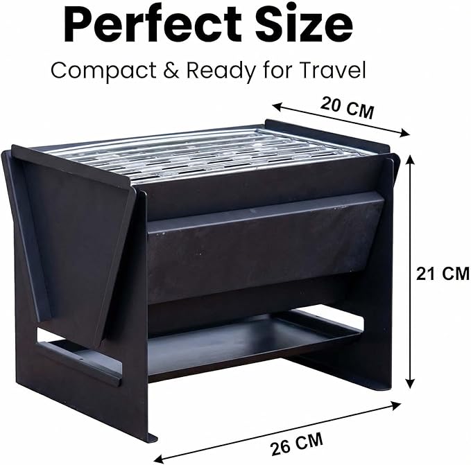 Portable Charcoal Grill – Foldable BBQ Grill –Tabletop Camping Grills for Outdoor,Backyard,Picnics– Camp Cooking Gear