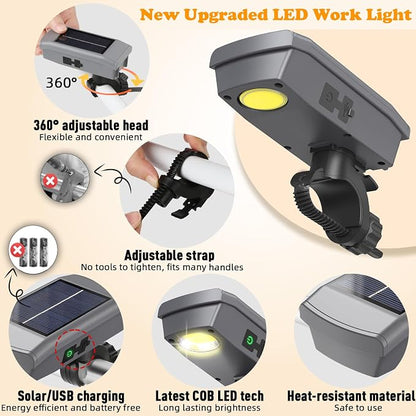 Solar/USB-C Grill Lights for Outdoor Grill | Compatible with Blackstone/Weber/Big Green Egg, Rechargeable LED Work Light, Gifts for Men, BBQ Accessories