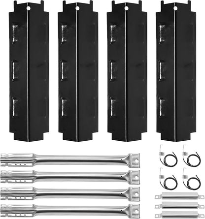 Criditpid Grill Replacement Parts for Charbroil 461442114 463441312 463441514, Porcelain Steel Heat Plate Shields, Burner Tubes, Crossover Tube & Ignitors Kit for Char-Broil 463440109 Gas Grill.