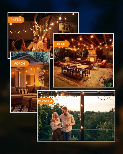 Svater 200 FT Outdoor String Lights for Outside Patio 104 Bulbs Waterproof | Commercial Grade Hanging Globe Lighting, Shatterproof G40 LED Bulbs, For Bistro Cafe Market Backyard ETL 2700K (2*100)