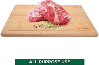 Bamboo Cutting Boards for Kitchen with Juice Groove [Extra-Large] Wood Cutting Board for Chopping Meat, Vegetables, Fruits, Cheese, Knife Friendly Serving Tray with Handles, 18 x 12.5 Inch