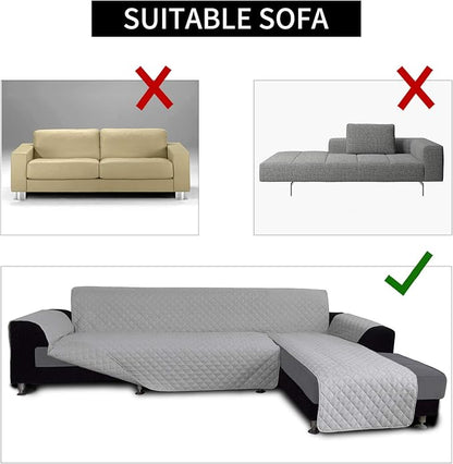 Easy-Going Reversible L-Shape Sectional Couch Cover, Small, Light Gray | Soft Sofa Slipcover For Dogs, Fits Left/Right Chaise Lounge Protector, Water Resistant Mat For Living Room
