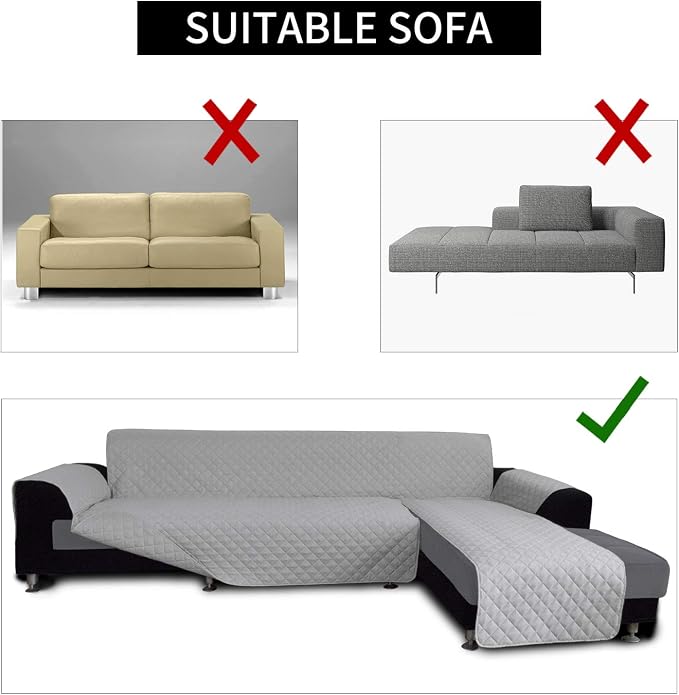 Easy-Going Sofa Slipcover L Shape Sofa Cover Sectional Couch Cover Furniture Protector Mat for Pets Dog Cat (X-Large, Light Gray/Light Gray) | Soft Sofa Slipcover For Dogs, Fits Left/Right Chaise Lounge Protector, Water Resistant Mat For Living Room