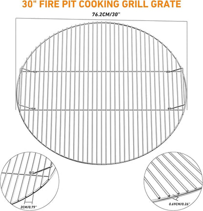only fire Stainless Steel Cooking Grate BBQ Cladding Rod Cooking Grate for Grill, Fire Pit, 30-inch