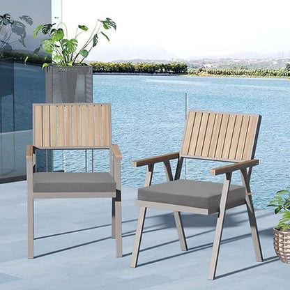 Cozyide Outdoor Chair Cushions, Waterproof Patio Seat Cushions with Adjustable Straps, Square Corner Patio Chair Cushions for Garden, Light Grey, 18.5x16x3 Inch (Pack of 4)