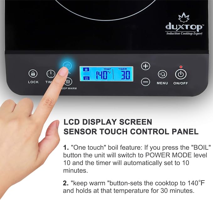 Duxtop Portable Induction Cooktop, Countertop Burner Induction Hot Plate with LCD Sensor Touch 1800 Watts, Black 9610LS BT-200DZ (Pack of 3)