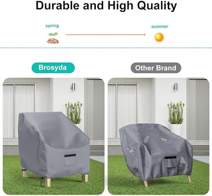 2 Pack Outdoor Patio Chair Covers Waterproof 36"Wx37"Dx36"H, Gray | Patio Furniture Covers Protect from Rain, Dust & UV; Heavy-Duty Oxford Fits Lounge, Deep Seat & High Back Chairs on Lawns