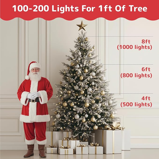 PREXTEX 100 Count Clear Christmas Lights - 20 ft Ultra Bright String Lights with Green Wire for Indoor and Outdoor Use, Christmas Trees, Holidays, Patios and Garden