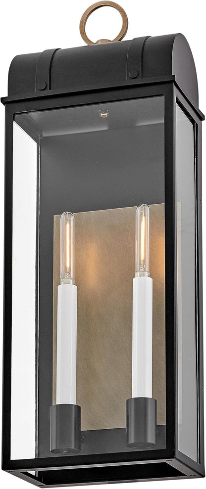 Hinkley Campbell Large Outdoor Wall Mount Lantern, Black/Burnished Bronze