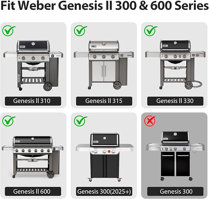 Ceramic Grill Griddle Insert for Weber 7599 Genesis II 300 600 and Genesis 300 2025+, Easy-Check Fit Accessory for Outdoor Cooking or Use