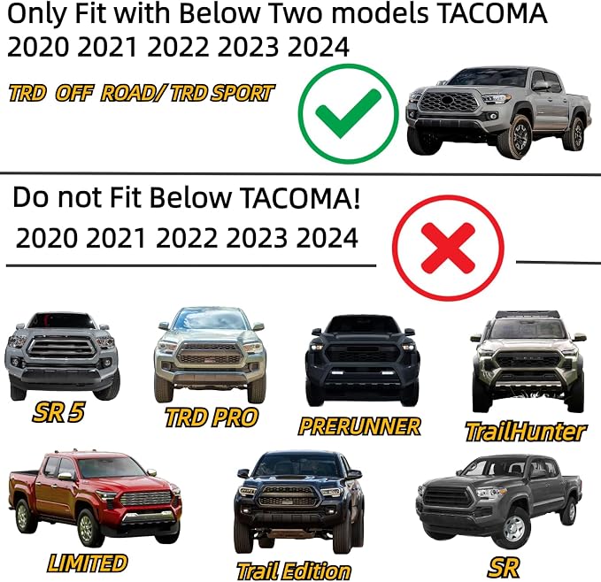 White Led Grill Lights Emblem for Toyota Tacoma TrdSport Off Road 2020-2023 | 4pcs ,TRD Off Road Sport OEM Grill,Rapt0r Lights for Tacoma 6 LED Upgrade Grille Light