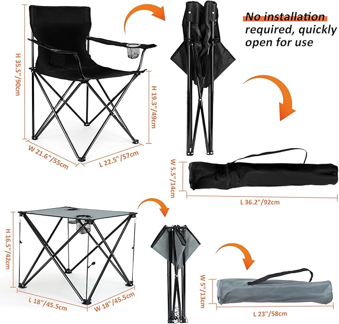 Portable Charcoal Grill & 2 Pack Camping Chairs for Adults, Leonyo Tabletop Charcoal Grill for Outdoor, Heavy Duty Folding Chairs for Outside Fishing, Beach, Patio, Hiking