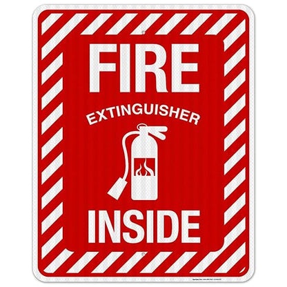Fire Extinguisher Inside Sign, Fire Safety Sign, 24x30 Inches, 3M EGP Reflective .080 Aluminum, Fade Resistant, Indoor/Outdoor Use, Made in USA
