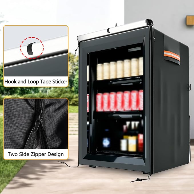 EVRBUL Upright Mini Freezers Cover,Outdoor Refrigerator Black Cover, Beverage Beer Refrigerator Protection Compatible with most 3.0 Cubic Compact Mini Freezer (22''Lx23.2''Wx34.2''H)