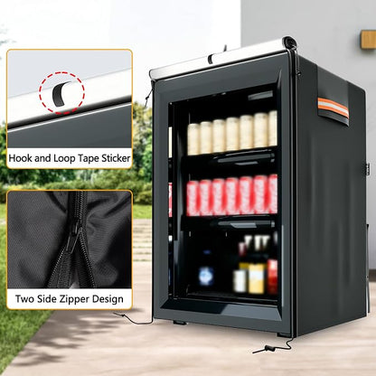 EVRBUL Upright Mini Freezers Cover,Outdoor Refrigerator Black Cover, Beverage Beer Refrigerator Protection Compatible with most 3.0 Cubic Compact Mini Freezer (22''Lx23.2''Wx34.2''H)