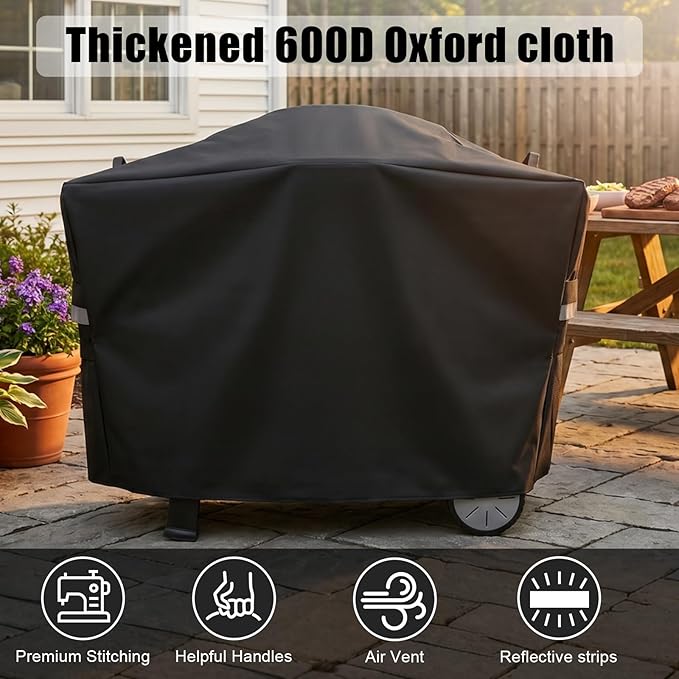 QuliMetal 7112 Grill Cover for Weber Q2000, Q2200, Q2400, Q2000N+, Q2800N+, Q300, Q320, Q3000, Q3200 Gas Grills, Heavy Duty BBQ Gas Grill Cover, 600D