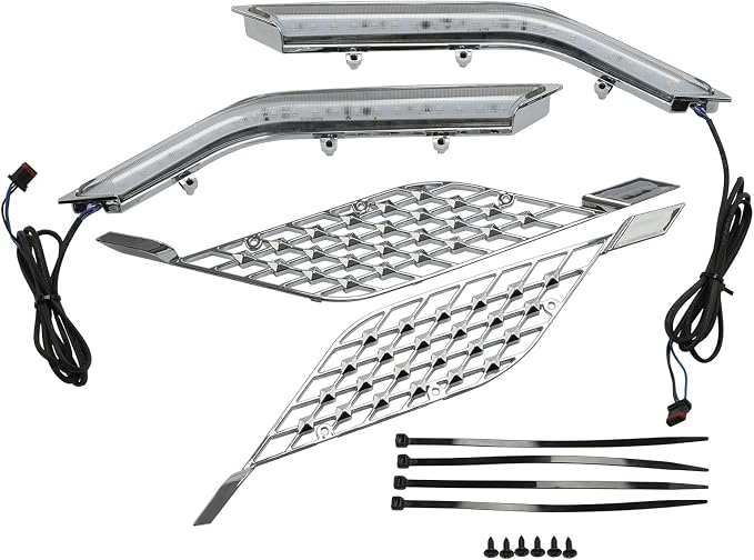 TCT-MOTORPARTS Chrome LED Radiator Grill Panels Light Fits for Honda Goldwing GL1800 Tour 2018-2023