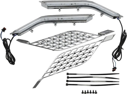 TCT-MOTORPARTS Chrome LED Radiator Grill Panels Light Fits for Honda Goldwing GL1800 Tour 2018-2023