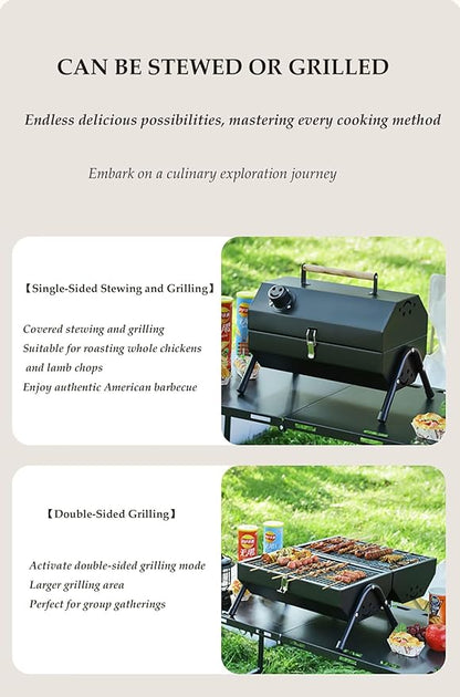 Portable Charcoal Barbecue Grill, Mini BBQ Multifunctional Charcoal,Small Tabletop Barbecue Grill for Indoor Outdoor Cooking Home Party Picnic Camping(White)