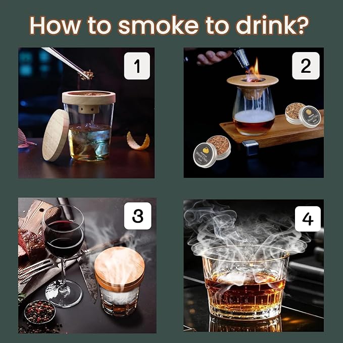 8-Flavor Cocktail Smoker Wood Chips Variety Pack - for Bourbon & Whiskey Smoker Kit, Apple Hickory Cherry Pear Oak Pecan Beech Peach, Gift for Whiskey Lover & Home Bar