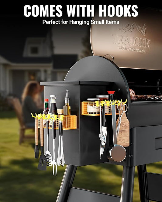 Magnetic Storage Bin for Traeger Grills, Traeger Accessories Compatible with Traeger Pro 22, Pro 34, Pro 575, Pro 780, Ironwood 885/650 & Z GRILLS, PIT BOSS Wood Pellet Smoker (Yellow 1 Pack)