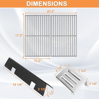 GS4 Spirit II Grill Parts for Weber Spirit 2 Replacement Parts Spirit II 200 SER Parts for Weber GS4 Spirit 2 Flavorizer Bars 7635 67045 3400301, 7637 7849 Stainless Steel Grates, Heat Deflector 67060