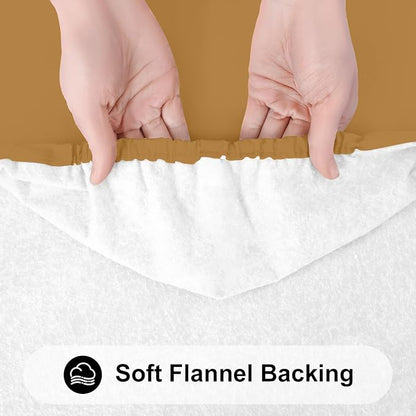 Smiry Rectangle Tablecloth, Elastic Fitted Flannel Backed Vinyl Tablecloths for 8ft Folding Tables, Waterproof Wipeable Table Covers for Indoor, Outdoor, Picnic and Camping (Camel, 30"x96")