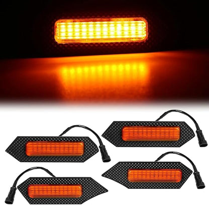 4Pcs Front Bumper Led Grille Lights Kit Smoked Lens Housing Amber for 2024 Toyota Tacoma TRD Series & Trailhunter Model Grilles (Yellow Shell)
