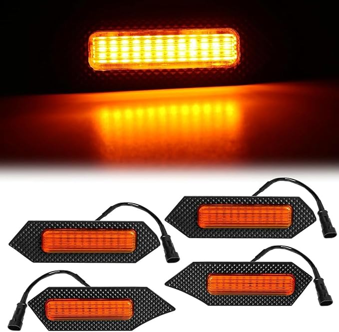 4Pcs Front Bumper Led Grille Lights Kit Smoked Lens Housing Amber for 2024 Toyota Tacoma TRD Series & Trailhunter Model Grilles (Yellow Shell)