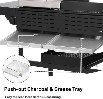 2 in 1 Propane Griddle Grill Combo 38200 BTU, 4-Burner Propane Gas BBQ Grill with 2 Foldable Side Table for Outdoor Cooking Camping Patio Backyard (propane+griddle)