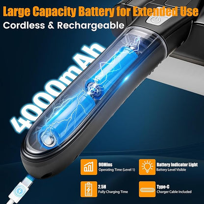 Electric Grill Brush for Outdoor Grill,Electric Grill Cleaner with 800 RPM Motor,Stainless Steel No Shedding Bristle Head,Cordless & Type-C Rechargeable,4000mAh BBQ Grill Brush with LED Light
