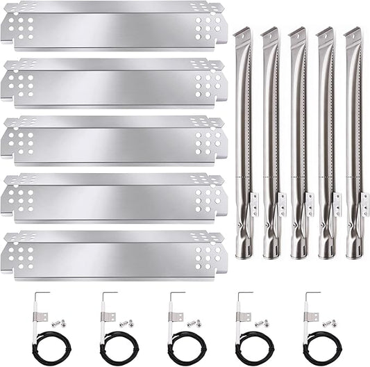 Criditpid Grill Replacement Parts for Nexgrill 5 Burner 720-0888, 720-0888N, 4 Burner 720-0830H, 720-0783E, Members Mark 720-0882D, Grill Burner, Heat Plates & Igniter Kit for 720-0888N Nexgrill Parts