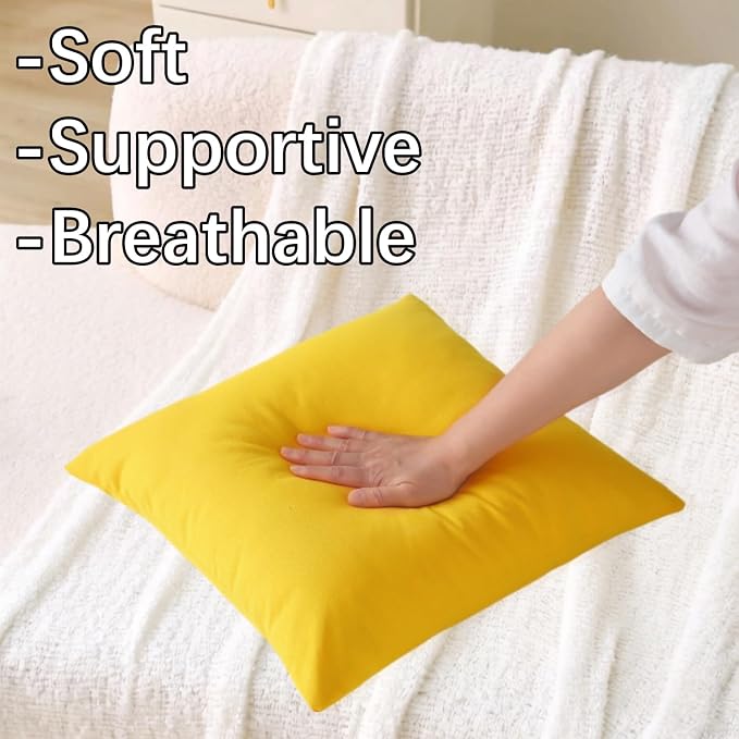 Outdoor Throw Pillows with Inserts, Waterproof Pillows for Outdoor Seating, Square Decorative Garden Cushion for Patio Furniture, Bed, Couch, Sofa(Yellow, 16" x 16" (Pack of 2))