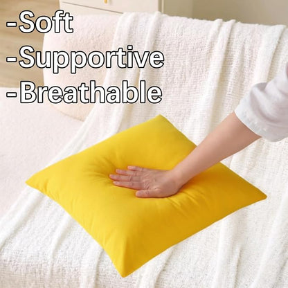 Outdoor Throw Pillows with Inserts, Waterproof Pillows for Outdoor Seating, Square Decorative Garden Cushion for Patio Furniture, Bed, Couch, Sofa(Yellow, 16" x 16" (Pack of 2))
