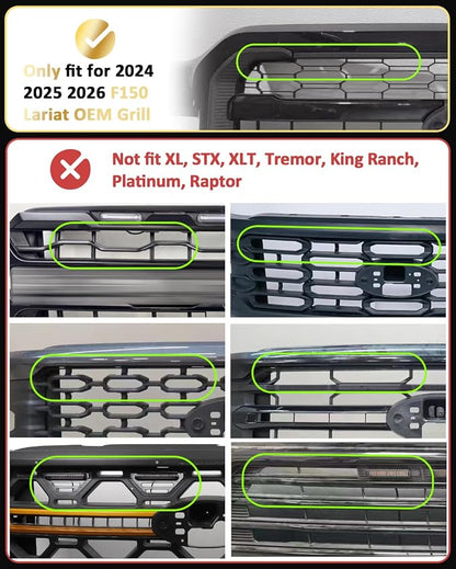 Front Grill Raptor Lights for Ford F150 2024 2025 2026 (Yellow, Lariat) | 5th Gen F150 Grille Marker Lights, Waterproof F150 LED Lights Accessories, Snap-in Installation, OEM Style, Off-road Driving