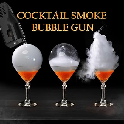 Electric Cocktail Bubble Smoke Gun Kit for Bar and Home Use-Aroma Gun Set Includes 4 Flavour Aromas and Edible Bubbles -for Enhancing Food and Drink Flavors Gift for Men/Dad/Husband/Bartender