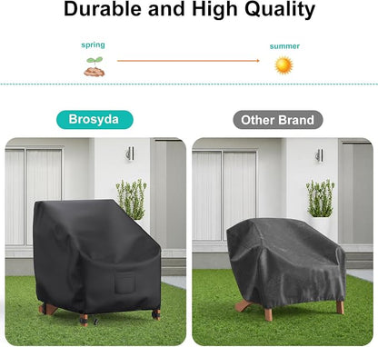 Adirondack Outdoor Chair Covers Waterproof 33"Wx35"Dx36"H, Black | 2 Pack Patio Furniture Covers Protect from Rain and UV; Heavy-Duty Oxford Fits Lounge, Deep-Seat & High-Back Chairs on Lawn