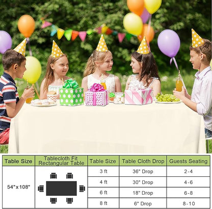 Smiry Disposable Table Cloth - 10 Pack, 54 x 108 Inch Waterproof Rectangle Tablecloths for Parties, Decorative Plastic Table Cover, Leakproof & Sturdy, Beige