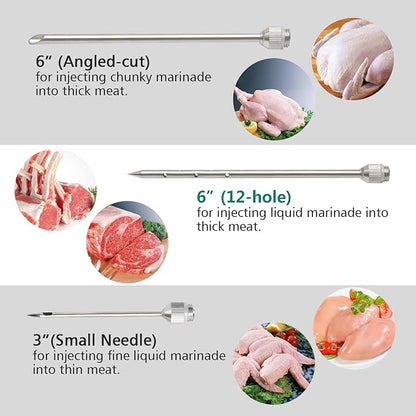 Ofargo Meat Injector - 3 Needles for Smoking Meats, Beef, Turkey; 2-Oz Marinade Injector Syringe; User Manual Included