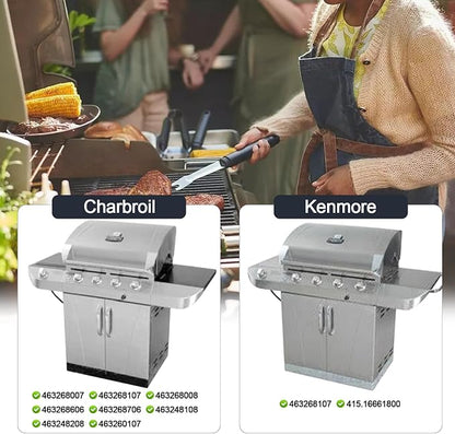 Hiorucet Grill Replacement Parts for Charbroil 463268007, 463268008, 463268107, 463248208, 463268606, 463268706, 463260207, 463248108 Grill Models, Heat Plate Shields, Burner Tubes and Carryover Tubes