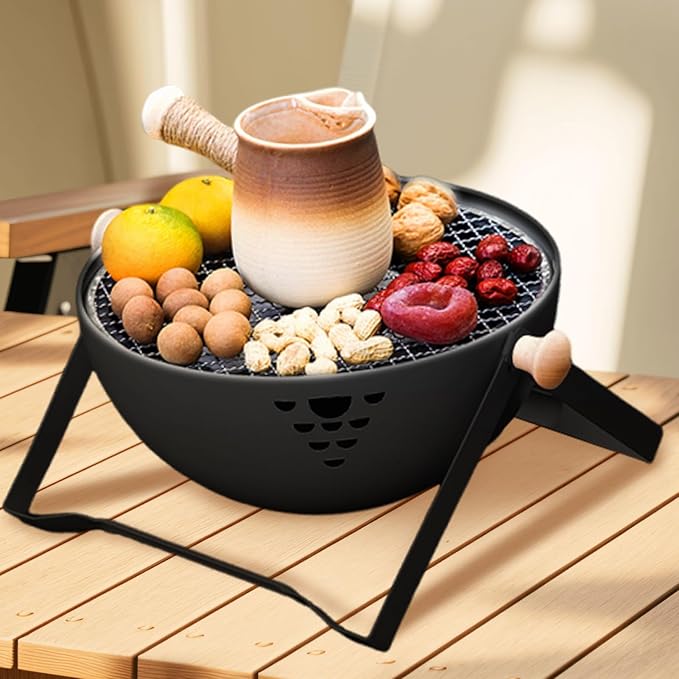 Charcoal Grill,Foldable Portable Heat-Resistant Stove | Barbeque Grill with Anti-Scalding Handle | for Outdoor Garden Table Travel Picnic Pan-Fried Meat Tea Brewing Hot Pot Cooking