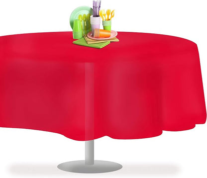 Grandipity 12 Pack Premium Disposable Plastic Tablecloth 84" Inch Decorative Round Table Cover - Red