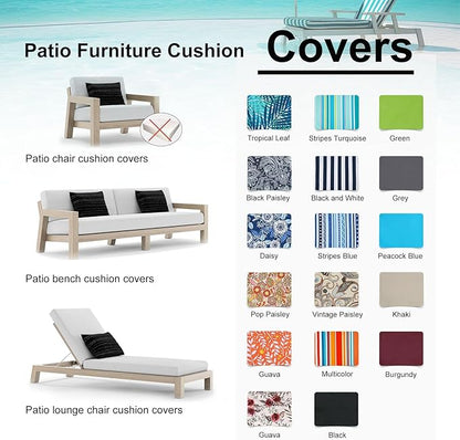 NettyPro Outdoor Bench/Loveseat Cushion Cover 48 x 18 x 3 Inch, Water Resistant UV Protection Patio Furniture Swing Cushion Slip Cover with Zipper, Replacement Cover Only