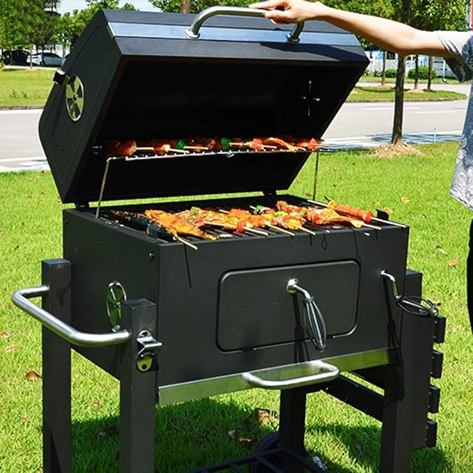 BBQ Grill - Thicken portable barbecue home charcoal garden large commercial barbecue smokeless car outdoor villa