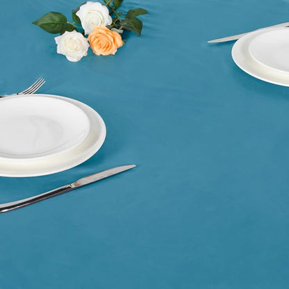 LUSHVIDA Round Waterproof Table Cover Elastic Vinyl Fitted Tablecloth Elastic Edged Plastic Table Cloth (Teal, Best for Up to 36"-44" Round)