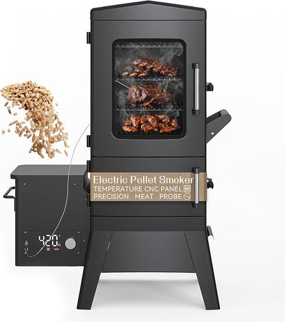 Vertical Pellet Smoker Grill with Digital Temperature Control, 4-Rack Electric BBQ Smoker with Meat Probe & Cover, 616 Sq.In Outdoor Pellet Grill for Smoking Brisket, Ribs, Chicken & Sausage