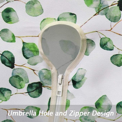 SUQ I OME Outdoor Tablecloth, Fence Leaf, 60'' Round with Zipper | Umbrella Hole, Patio Table Cloths, Garden Table Covers, For Backyard Circular Table/BBQs/Picnic