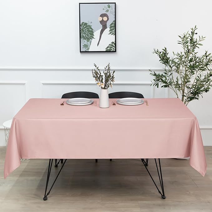 sancua Square Tablecloth - 60 x 60 Inch - Stain and Wrinkle Resistant Washable Polyester Table Cloth, Decorative Fabric Table Cover for Dining Tables, Buffet Parties and Camping, Blush